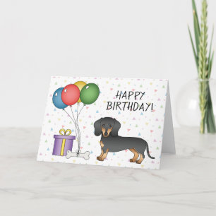 Black and Tan Short Hair Dachshund Happy Birthday Kaart