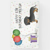 Black and Tan Short Hair Dachshund Happy Birthday Spandoek (Verticaal)