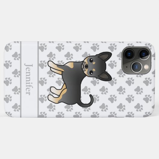 Black and Tan Smooth Coat Chihuahua Dog & Name Case-Mate iPhone Case (Achterkant (horizontaal))