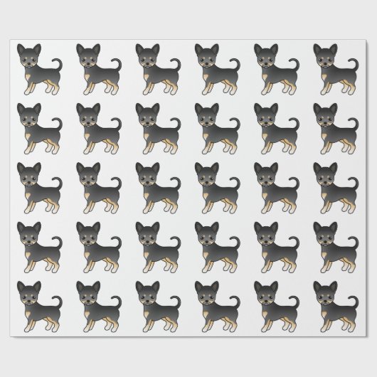 Black and Tan Smooth Coat Chihuahua Dog Pattern Cadeaupapier (Vlak)