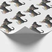 Black and Tan Smooth Coat Chihuahua Dog Pattern Cadeaupapier (Hoek)
