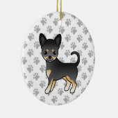 Black and Tan Smooth Coat Chihuahua Dog & Paws Keramisch Ornament (Rechts)