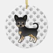 Black and Tan Smooth Coat Chihuahua Dog & Paws Keramisch Ornament (Voorkant)