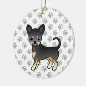Black and Tan Smooth Coat Chihuahua Dog & Paws Keramisch Ornament (Links)