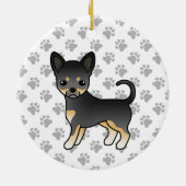 Black and Tan Smooth Coat Chihuahua Dog & Paws Keramisch Ornament (Achterkant)