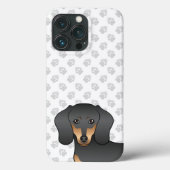 Black and Tan Smooth Coat Dachshund Dog Head Case-Mate iPhone Case (Achterkant)