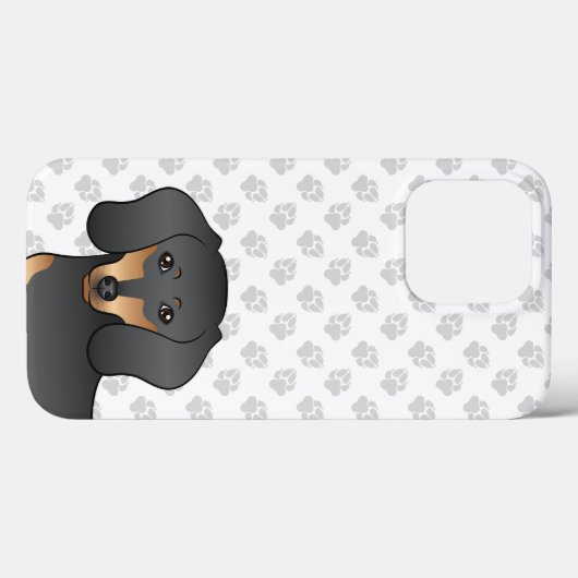 Black and Tan Smooth Coat Dachshund Dog Head Case-Mate iPhone Case (Achterkant (horizontaal))
