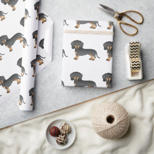 Black and Tan Smooth Coat Dachshund Dog Pattern Cadeaupapier