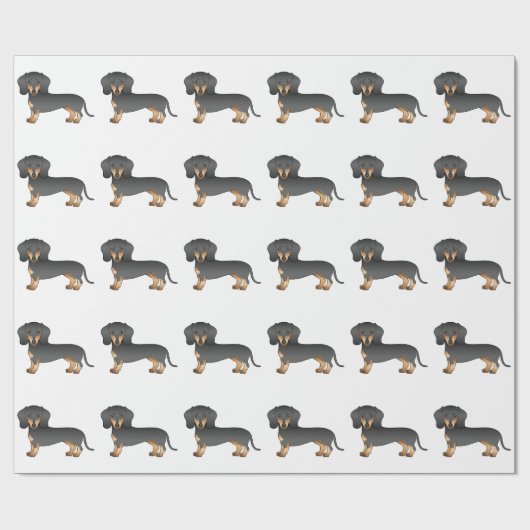 Black and Tan Smooth Coat Dachshund Dog Pattern Cadeaupapier (Vlak)