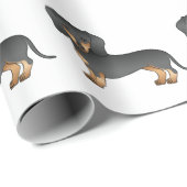Black and Tan Smooth Coat Dachshund Dog Pattern Cadeaupapier (Rol Hoek)