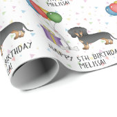 Black and Tan Smooth Coat Dachshund Happy Birthday Cadeaupapier (Rol Hoek)