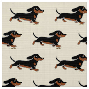 Black and Tan Smooth Dachshund Running Stof