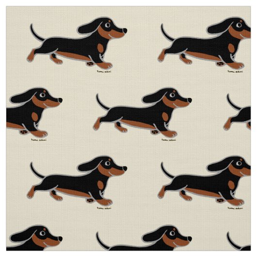 Black and Tan Smooth Dachshund Running Stof (Swatch)