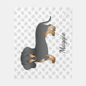 Black and Tan Smooth Hair Dachshund Dog & Name Fleece Deken (Voorkant)