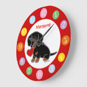 Black and Tan Smooth Haire Dachshund Grote Klok (Hoek)