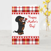Black and Tan Smooth Haire Dachshund Kaart (Gele Bloem)