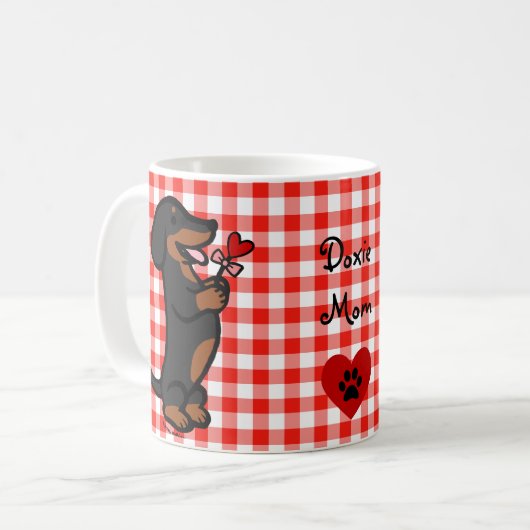 Black and Tan Smooth Haire Dachshund Koffiemok (Voorkant links)