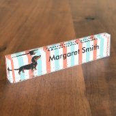 Black and Tan Smooth Haire Dachshund Naambordje (Zijkant)