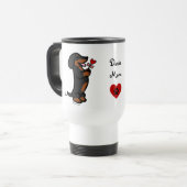 Black and Tan Smooth Haire Dachshund Reisbeker (Voorkant links)