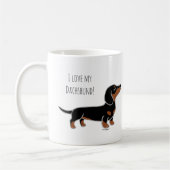 Black and Tan Smooth Posing Dachshund Koffiemok (Links)