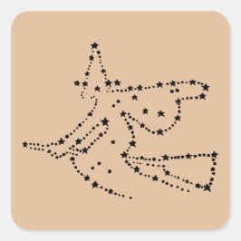 Black and Tan Starry Witch Halloween Vierkante Sticker