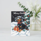 Black and Tan Tachshund Kerstmis Feestdagenkaart (Staand voorkant)
