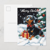 Black and Tan Tachshund Kerstmis Feestdagenkaart (Voorkant / Achterkant)