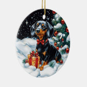Black and Tan Tachshund Kerstmis Keramisch Ornament (Rechts)