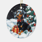 Black and Tan Tachshund Kerstmis Keramisch Ornament (Links)