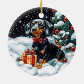 Black and Tan Tachshund Kerstmis Keramisch Ornament (Achterkant)
