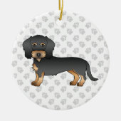 Black and Tan Wire Haire Dachshund Cartoon Dog Keramisch Ornament (Voorkant)