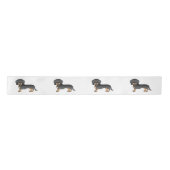 Black and Tan Wire Haire Dachshund Cartoon Dog Satijnen Lint (Voorkant)