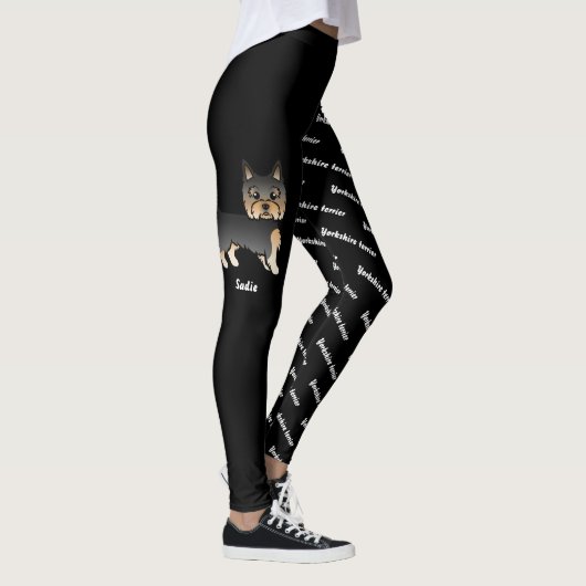Black and Tan Yorkie & Dog's name and Breed Leggings (Rechts)