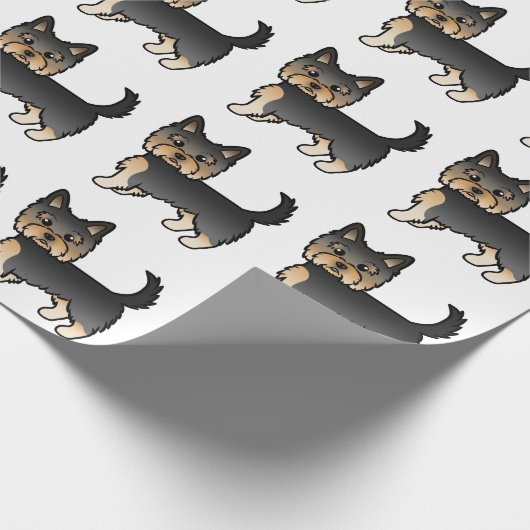 Black and Tan Yorkshire Terrier Cute Dog Pattern Cadeaupapier (Hoek)