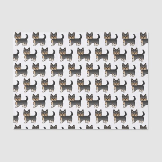 Black and Tan Yorkshire Terrier Cute Dog Pattern Tissuepapier (Voorkant)