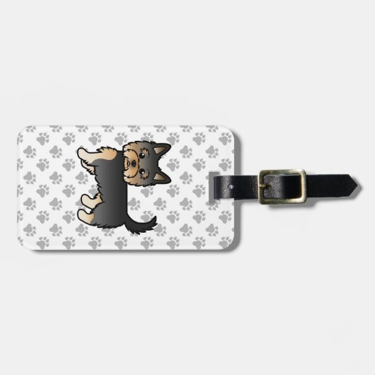 Black and Tan Yorkshire Terrier Dog & Custom Text Bagagelabel (Voorkant horizontaal)