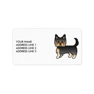 Black and Tan Yorkshire Terrier Dog & Custom Text Etiket