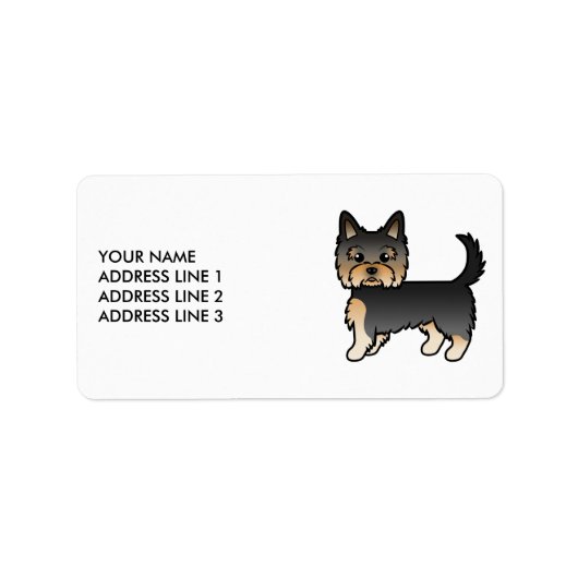 Black and Tan Yorkshire Terrier Dog & Custom Text Etiket (Voorkant)
