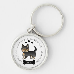Black and Tan Yorkshire Terrier Dog Love & Name Sleutelhanger