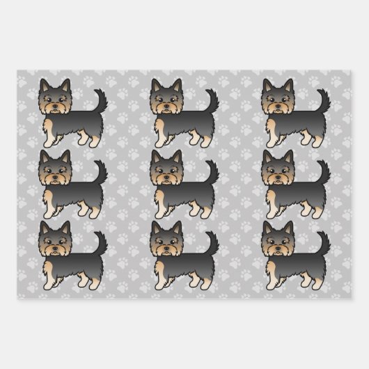 Black and Tan Yorkshire Terrier Dog Pattern Inpakpapier Vel (Voorkant 2)