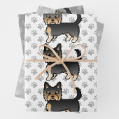 Black and Tan Yorkshire Terrier Dog Pattern Inpakpapier Vel (In situ)