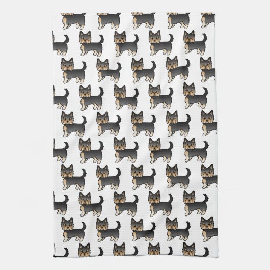 Black and Tan Yorkshire Terrier Dog Pattern Theedoek (Verticaal)