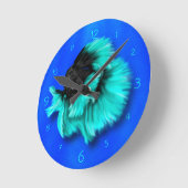 Black and Teal Siamese Fighting Fish Ronde Klok (Hoek)