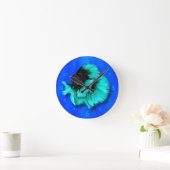 Black and Teal Siamese Fighting Fish Ronde Klok (Huis)
