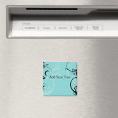 Black and Turquoise Floral Magneet (Insitu (Vaatwasser))
