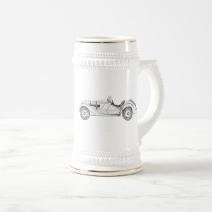 Black and White 1936 BMW 328 Illustration Bierpul