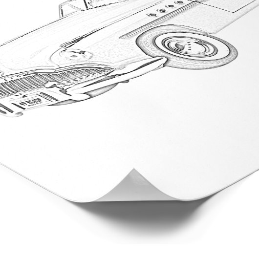 Black and White 1949 Buick Roadmaster Drawing Poster (Hoek)