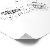Black and White 1960 Austin Healey Drawing Poster (Hoek)