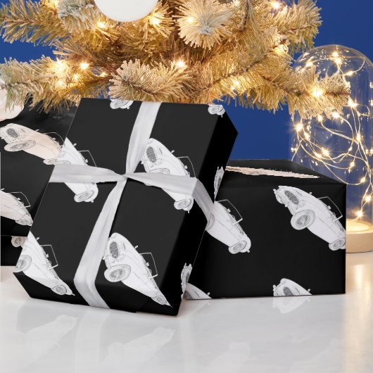 Black and White 1960 Austin-Healey Rendering Cadeaupapier (Feestdagen)