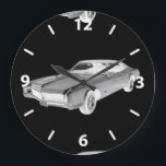 Black and White 1967 Buick Riviera Pop Art Grote Klok<br><div class="desc">Zwart-wit 1967 Buick Riviera Musculair pop afbeelding.</div>